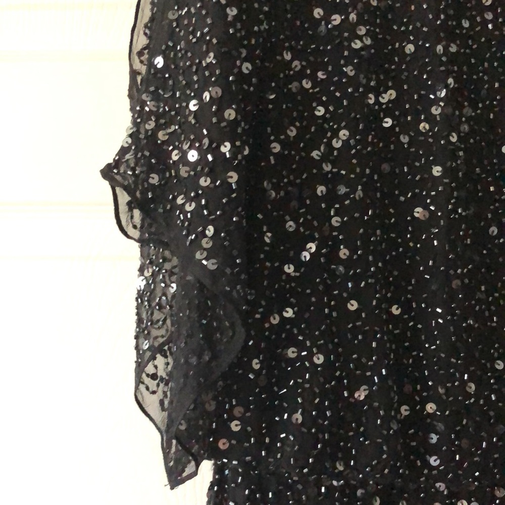 Pisarro Nights black silk Sequins Dress SZ 2 Beautiful dress with tags. - Picture 2 of 8